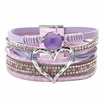 DESIGNICE Bangle Bracelets for Women Heart-Shaped Rhinestone Stackable Bracelets for Women Birthday Gift for Women Braclets Purple