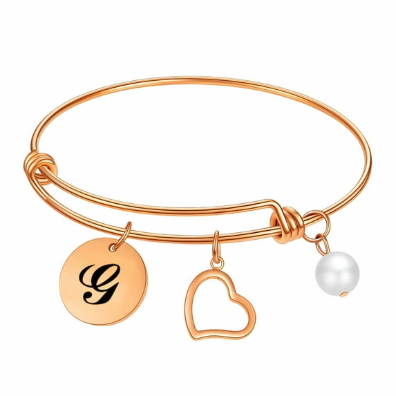 DESIGNICE Bangle Bracelets for Women Initial Options Gold Bracelets for Women Non Tarnish Birthday Gifts Initial Bracelet Letter G