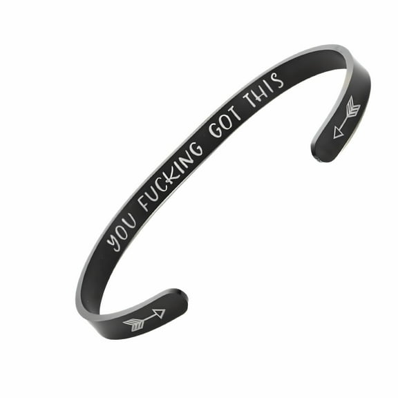 DESIGNICE Bangle Bracelets for Women Inspirational Engraving Cuff Bracelets Unique Gifts for Women Black Bracelets for Woman Black