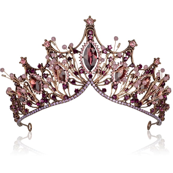 DESIGNICE Baroque Black Queen Crown for Women, Dark Gothic Princess Tiaras and Crown Handmade Crystal Headband Birthday Tiara for Women Wedding Halloween Faire Costume Birthday Music Festival