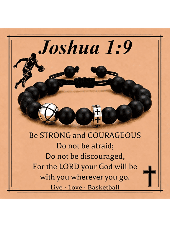 Baseball/Basketball/Football/Soccer Bracelet for Boys Cross Beaded Bracelet Gifts for Son Grandson Players Team Fan Friends,First Communion Christian Graduation Gifts for Teens Boys