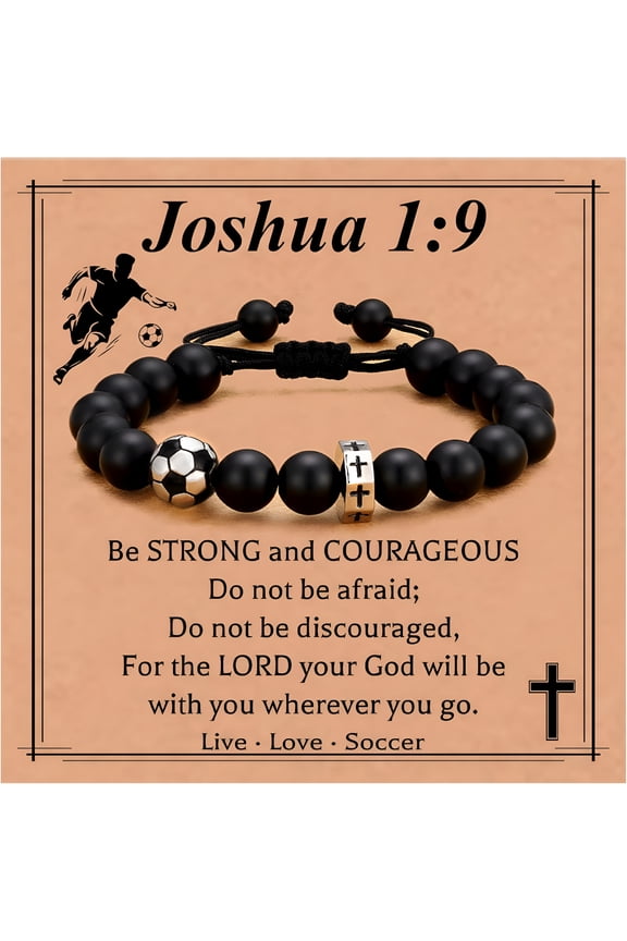 Baseball/Basketball/Football/Soccer Bracelet for Boys, Cross Beaded Bracelet Gifts for Son, Grandson, Players, Team Fan Friends, First Communion Christian Graduation Gifts for Teens Boys