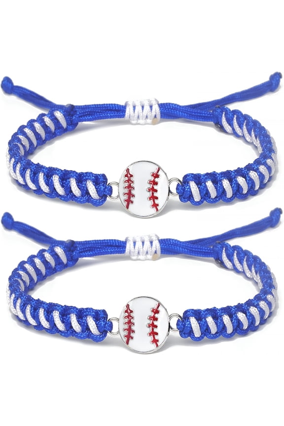 Baseball Bracelet 2pcs for Men Women and Kids | Stylish Braided Sports Wristband | Team Spirit Gift for Boys Girls Ages 8-12