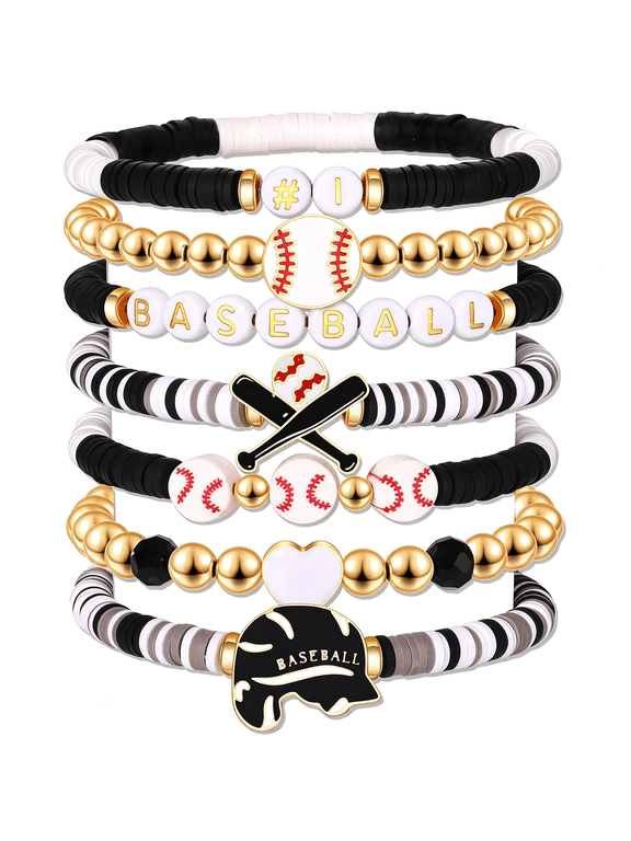 Baseball Bracelets for Women Stackable Orange Navy Game Day Heishi Bracelets Preppy Friendship Sports Bracelet Softball Baseball Jewelry Accessories Party Favors Gifts