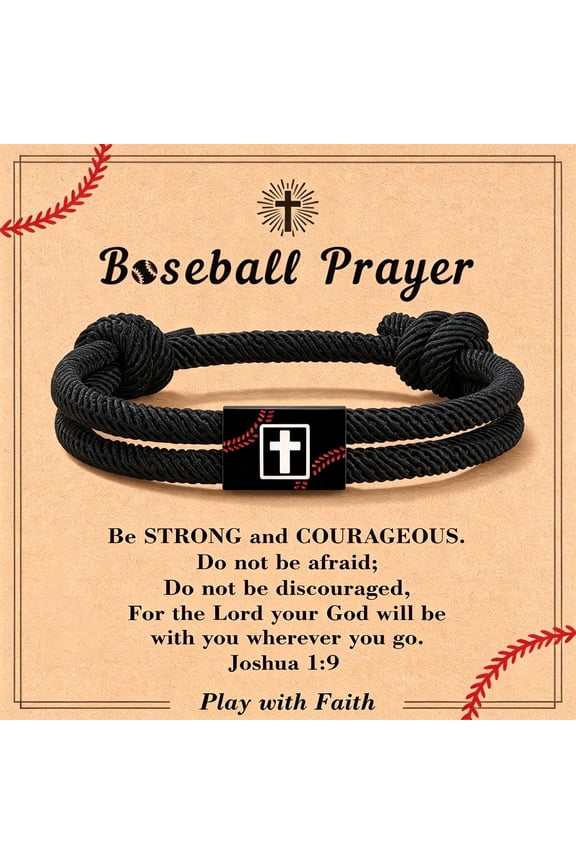 Baseball/Football/Soccer Gifts for Boys, Faith Cross Braided Bracelet Easter Valentines Christmas Birthday Gifts for Boys Men Faith Cross Baseball Gifts