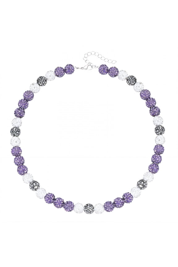 Baseball Necklace Ball-Shaped Rhinestones Baseball Necklace Purple, White and Gray Color Baseball Necklace Birthday Gifts for Men Chain Length 18.91In