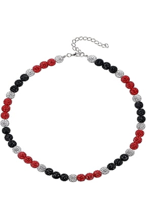 Baseball Necklace Glitter Bling Rhinestone Beaded Collection Necklace Inspired Sports Jewelry Baseball Chain for Men Cool Gifts for Baseball Players Team Lovers (Black/White/Red)