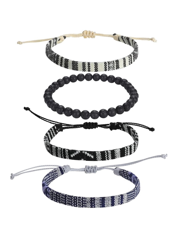 Beach Bracelet Set for Men and Women, Surfer Men Bracelet, Braided Boho Summer Bracelets Adjustable Men's Bracelet Handmade Women Bracelet String Rope Ankle Bracelets Birthday Gift