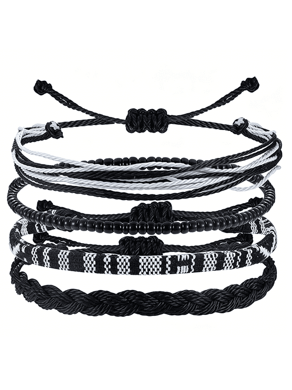 Beach Summer Ankle Bracelet for Women Handmade Braided Adjustable String Anklets Waterproof Surfer Bracelet