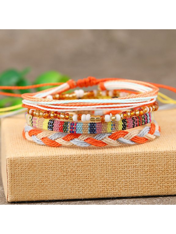 Beach Summer Ankle Bracelet for Women Handmade Braided Adjustable String Anklets Waterproof Surfer Bracelet