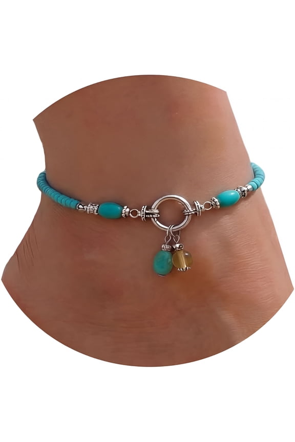 Beaded Ankle Bracelets for Women,Boho Shell Anklet Set with Starfish Conch Seashell,Adjustable Hawaiian Summer Beach Foot Jewelry Fashion Gift