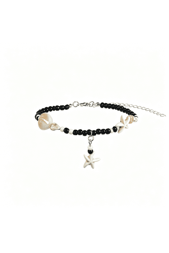 Beaded Ankle Bracelets for Women,Boho Shell Anklet Set with Starfish Conch Seashell,Adjustable Hawaiian Summer Beach Foot Jewelry Fashion Gift