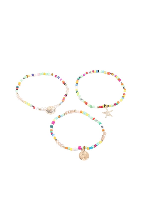 Beaded Ankle Bracelets for Women,Boho Shell Anklet Set with Starfish Conch Seashell,Adjustable Hawaiian Summer Beach Foot Jewelry Fashion Gift