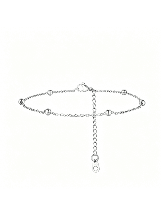 Beaded Chain Anklet for Women Stainless Steel Ankle Bracelet Dainty Adjustable Foot Chain Waterproof Summer Beach Jewelry Gifts for Daughter Birthday Mothers Day Christmas