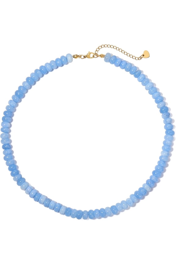 Beaded Necklace for Women,Natural Gemstone Necklace for Women,Colorful Bead Choker Necklace Handmade Surfer Beach Necklace Trendy Jewelry Gift for Women