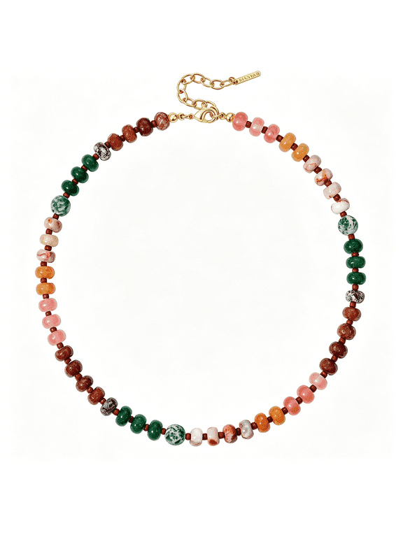 Beaded Necklaces for Women,Gemstone Bead Boho Choker,Natural Stone Handmade Fashion Autumn Winter Jewelry Gifts