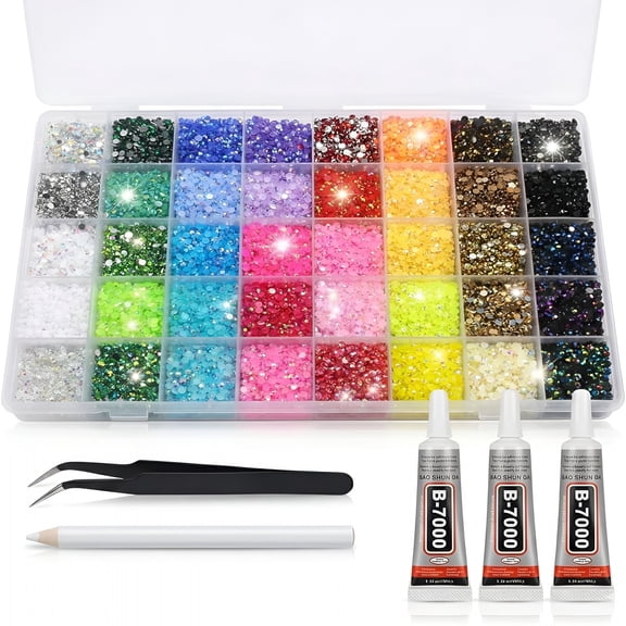 DESIGNICE Bedazzling Kit,Colorful Diy Resin Rhinestone Kit for Diamond Art,Resin Jelly Rhinestones for Bedazzling,Bedazzled Kit with 3Pcs 10Ml Jewelry Glue for Crafting Book Shoes