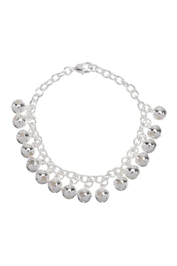 Bell Charm Bracelet Silver-plated Bracelet Solid Link Chain Wrist Jewelry for Women