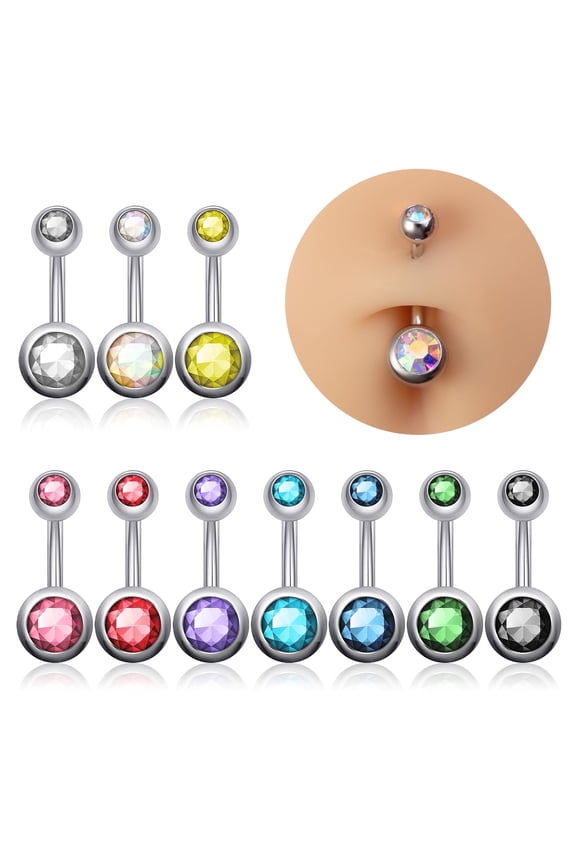 Belly Button Ring Candy Navel Rings Surgical Steel Belly Button Piercing,10Pack,Variety Set for Body Jewelry