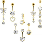 DESIGNICE Belly Button Ring Dangle Stainless Steel Belly Rings 14G Belly Button Piercing Cute Navel Ring Belly Piercing Jewelry