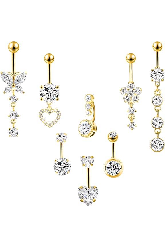 Belly Button Ring Dangle Stainless Steel Belly Rings 14G Belly Button Piercing Cute Navel Ring Belly Piercing Jewelry