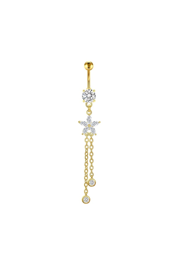 Belly Button Ring,Metallic Gloss Charm Belly Rings,Classic Zircon Decoration Belly Button Rings for Women,Gold1