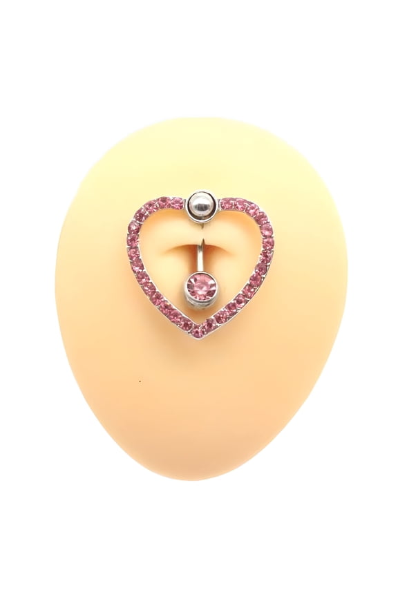 Belly Button Ring,Pink Heart Match Belly Rings for Women,Charming Gloss Adornment Belly Button Rings,Style4