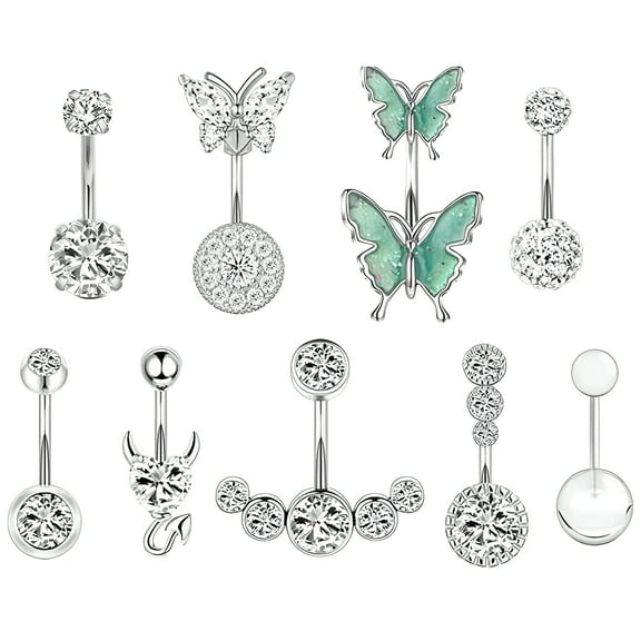 DESIGNICE Belly Button Ring,Stainless Steel Belly Rings for Women,30g Piercings