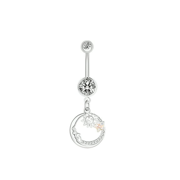DESIGNICE Belly Button Ring,Stainless Steel Dangly Belly Button Piercing,5g Piercing