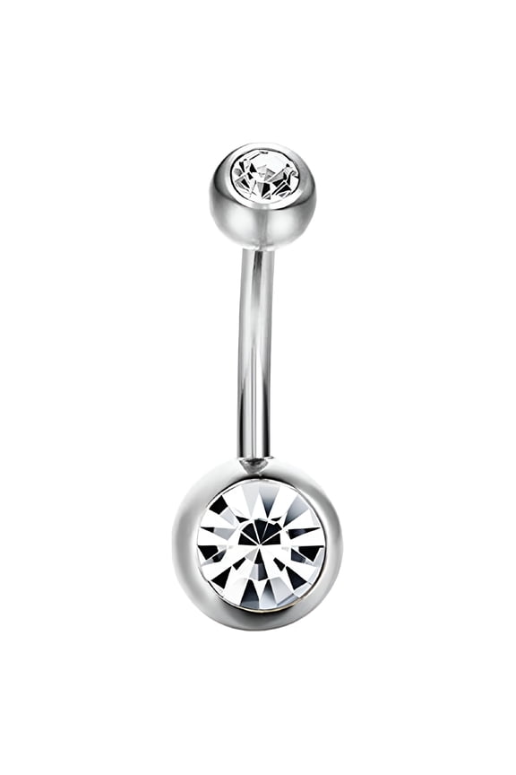 Belly Button Rings Double Jewel Stainless Steel Surgical Steel 16ga - 3 pack