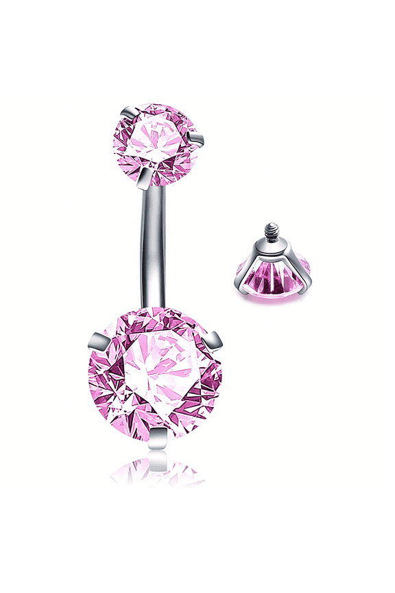 Belly Button Rings Round Cubic Zirconia Navel Barbell Stud Body Piercing