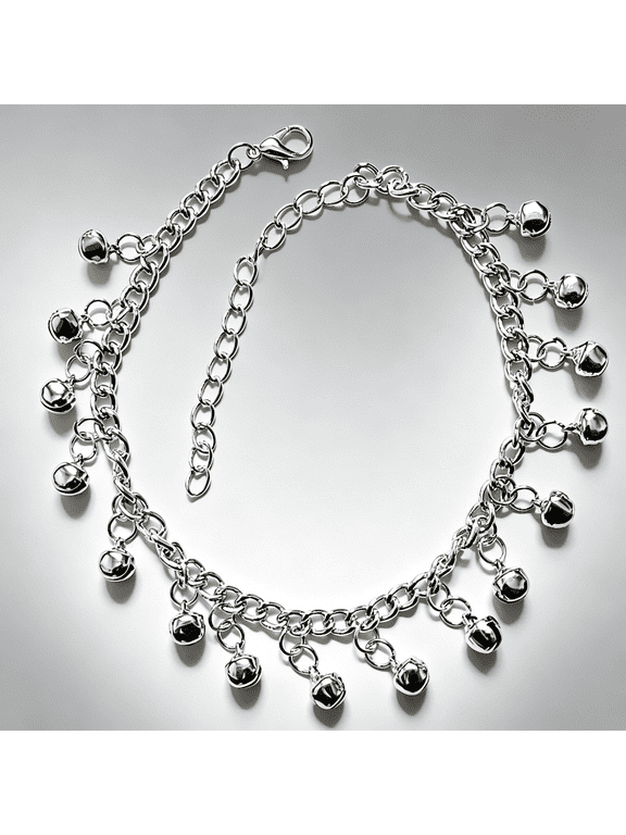 Belly Dance Traditional Indian Jewelry Silvertone Ghungroo Anklet