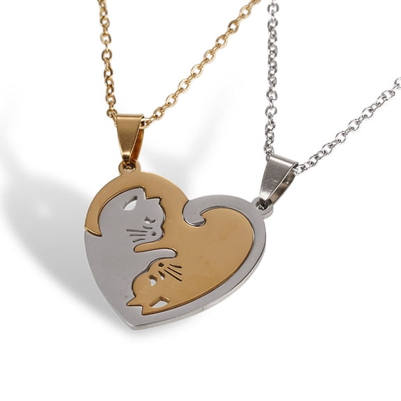 DESIGNICE Best Friend Gifts for Women,Cute BFF Necklace for 4,Heartfelt Best Friend Necklace,Thoughtful Friend Gifts for Women,Gold&White Cat