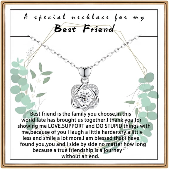 DESIGNICE Best Friend Necklace, Best Friend Birthday Gifts for Women Genuine 925 Sterling Silver Friendship Necklace