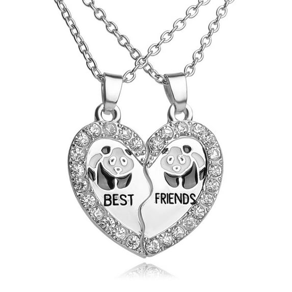 DESIGNICE Best Friend Necklace,Sparkling Heart-Shaped Best Friend Birthday Gifts,Personalized Letter Best Friend Gifts,Meaningful Friendship Gifts,Panda