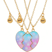 DESIGNICE Best Friend Necklaces for 3 Matching Heart Pendant Magnetic Bff Friendship Necklace