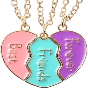 DESIGNICE Bff Necklace for 3 Best Friend Necklaces Heart Broken Stitching Necklace 3 Person Friendship Necklaces