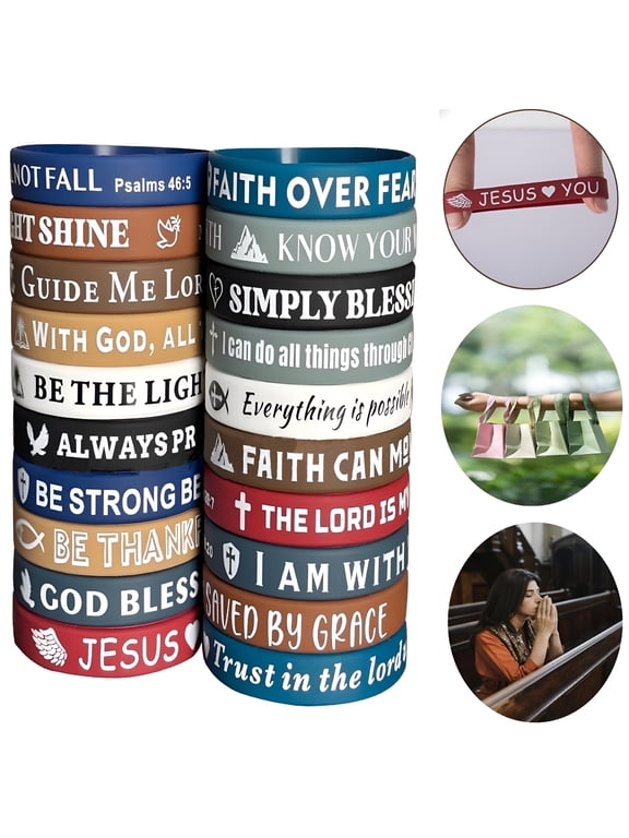 Bible Verse Bracelets, Charm Silicone Bracelet Wristbands Religious Inspirational Christian Gifts Rubber Scripture Bracelet for Men Women