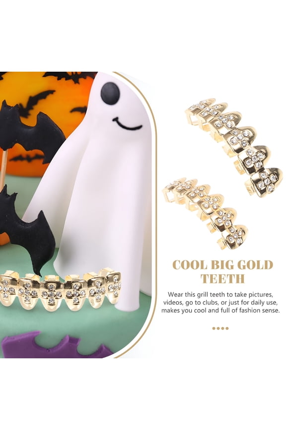 Big Gold Tooth Grill Teeth Gems Costume Jewelry Child