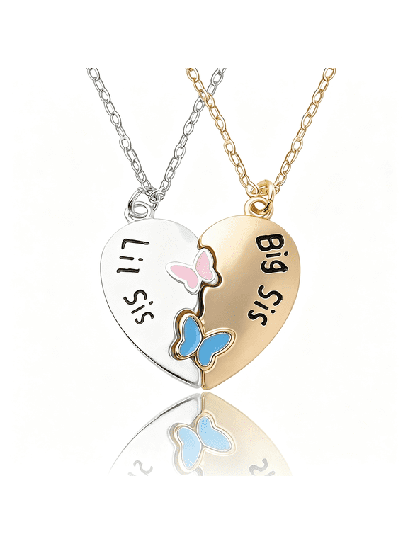 Big Little Sister Matching Necklaces for 2 Sisters Birthday Gifts from Sister Broken Heart Necklace Sisters Graduation Gifts for Women Twins Gifts from Mom Dad