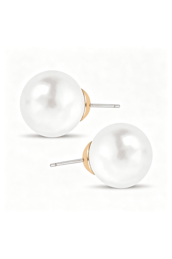 Big Simulated Pearl Earrings for Women-Oversized Classic Faux Round Large Ear Studs,Hypoallergenic and Safe for Sensitive Ears
