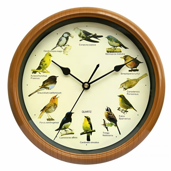 DESIGNICE Bird Wall Clock 10" that Sings on Hour Bird Clock with Sound Decorative Wall