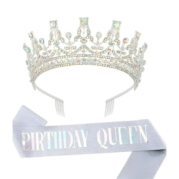 DESIGNICE Tiaras for Women,5.1*1.97" Gold Tiara,Rhinestones Princess Crown