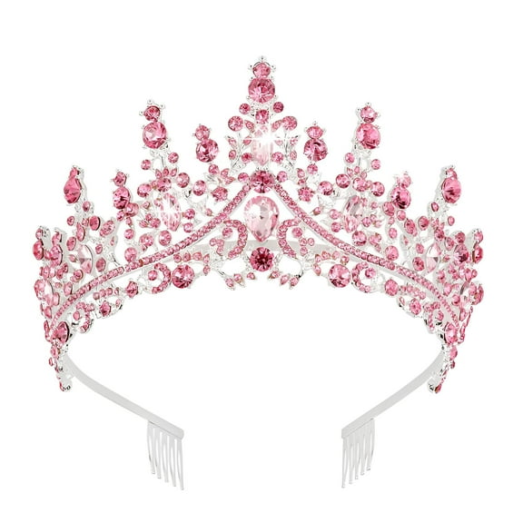 DESIGNICE Birthday Crown,Chic Carved Details Birthday Crown,High-End Design Style Birthday Girl Crown,Pink