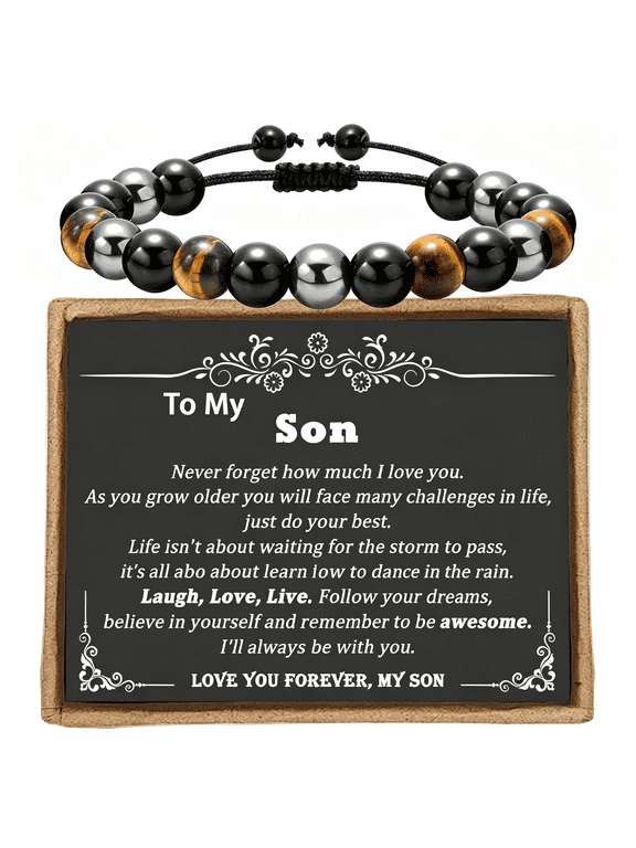 Birthday Gifts for 9 10 11 12 13 15 16 21 30 40 50 60 Year Old Boy Men,Adjustable Triple Protection Bracelet Birthday Gifts for Him Back to School Adjustable Tiger Eye Bracelet Men