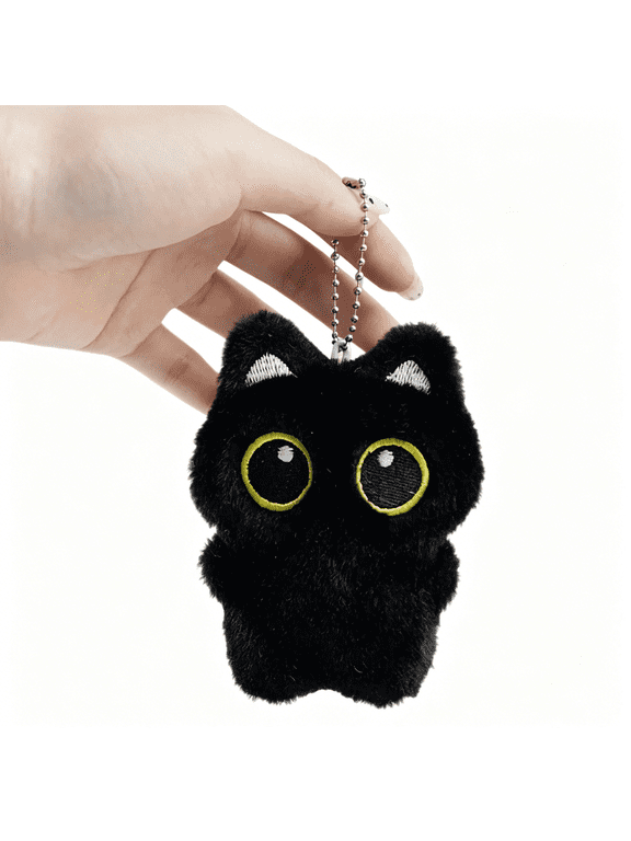 Black Cat Plush Keychain Cute Bag Charm Gift for Women