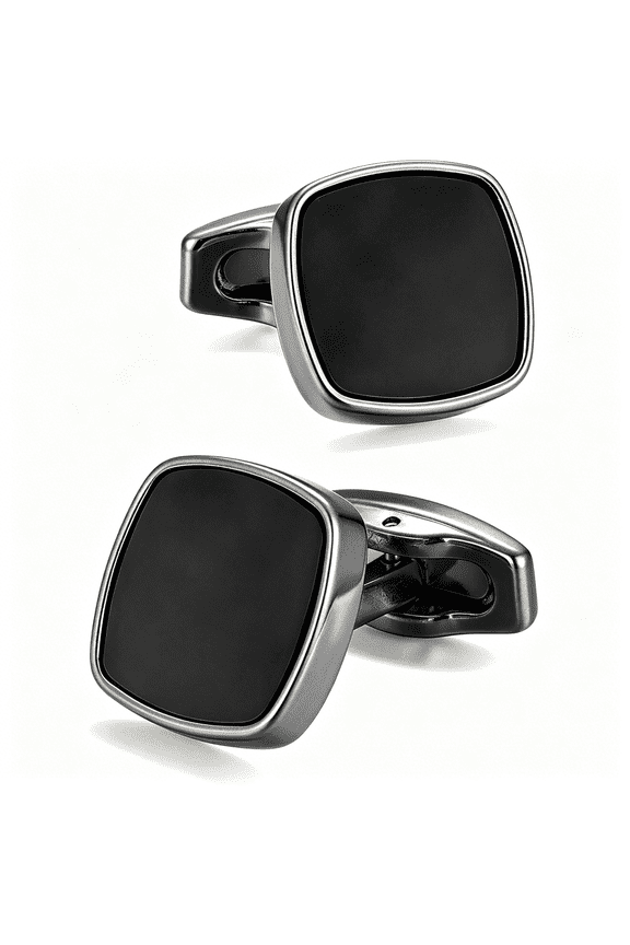 Black Cufflinks for Men Square Cuff Links Black Classic for Wedding Business Groom Best Man,1.7 * 1.7Cm,Brass,1.7 * 1.7Cm,Brass