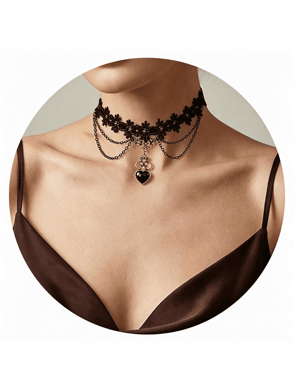 Black Necklaces for Women,Adjustable Layered Collar,Goth Jewelry Black Necklace