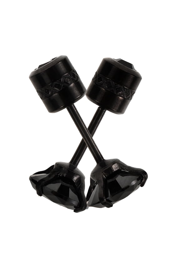 Black Stud Earrings for Men Zircon Round Fashion Man Titanium Steel