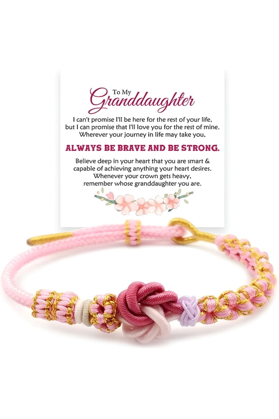 Blossom Knot Bracelet, Granddaughter Bracelet From Grandma - Always Be Brave and Be Strong, Adjustable Braided Bracelet